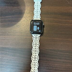 Apple Smartwatch with Perforated White Band
